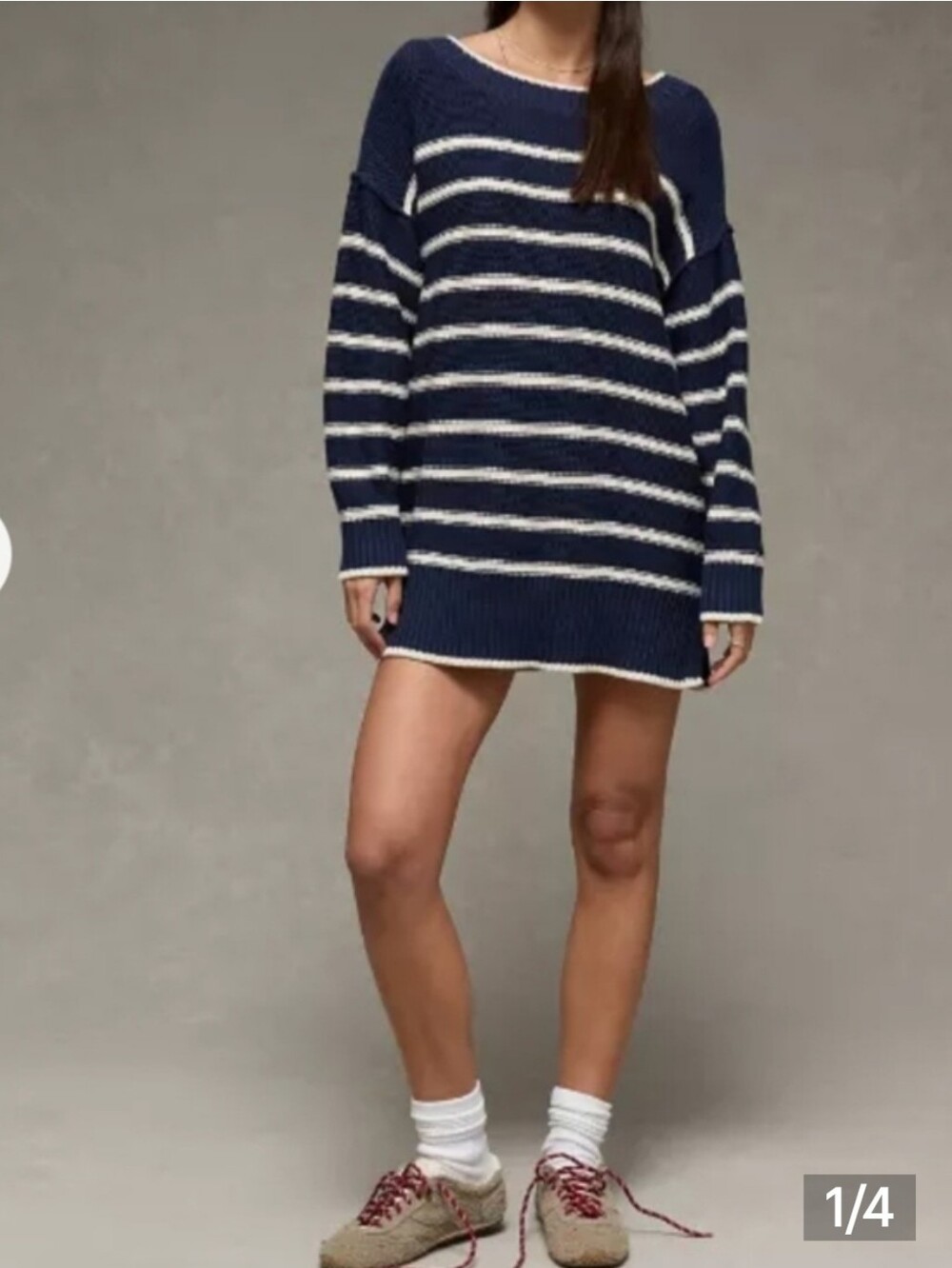 American Eagle Outfitters Navy + White Striped Sweater Dress Size Medium NWT